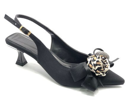 Feles Fular Kurdela Detaylı Arkası Açık Stiletto Kadın Topuklu Ayakkabı