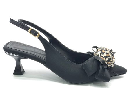 Feles Fular Kurdela Detaylı Arkası Açık Stiletto Kadın Topuklu Ayakkabı