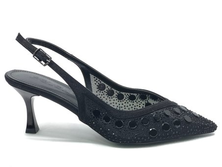 Feles Tül Taş Detaylı Arkası Açık Stiletto Topuklu Kadın Ayakkabı