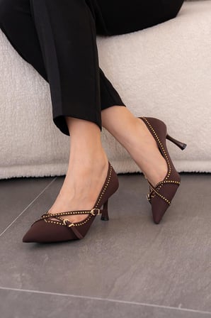 Feles Zımba Toka Detaylı Stiletto Topuklu Kadın Ayakkabı