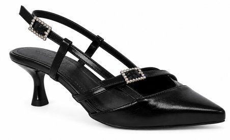 Feles Toka Detaylı Arkası Açık Stiletto Kadın Topuklu Ayakkabı