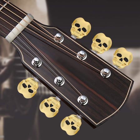 Kul Concept Kuru Kafa Tasarım Gitar Akort Burgusu Başlığı Altın Renk 6'lı Set