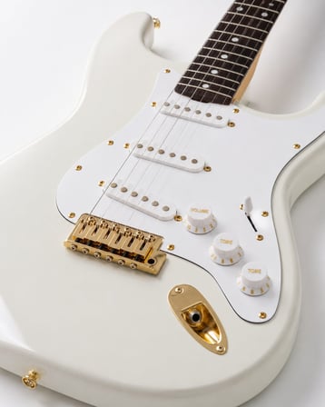 Elektro Gitar Potans Düğme Başlığı Pot Düğmesi Ton + Ses 3'lü Beyaz/Altın