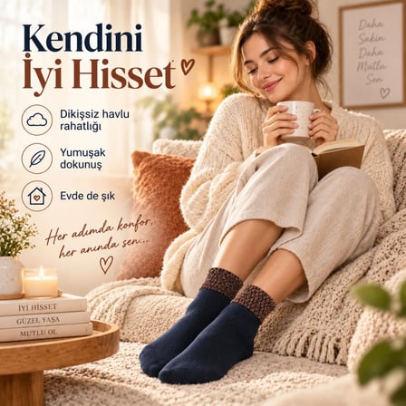 Kadın Simli 3'lü Bilek Patik Çorap | Dikişsiz Havlu Yapı, Yumuşak Konforlu Günlük Çorap