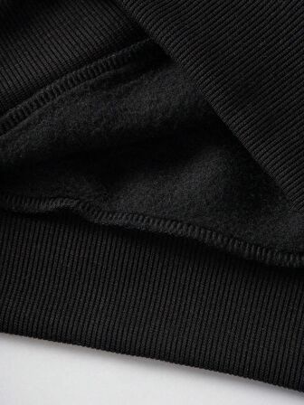 Kadın Basic Kapüşonlu Crop İçi Polarlı Oversize Sweatshirt