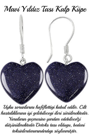 Sertifikalı Kalp Kesim Mavi Yıldız Taşı Doğal Taş Küpe
