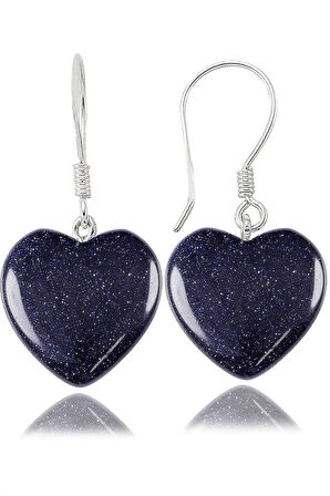 Sertifikalı Kalp Kesim Mavi Yıldız Taşı Doğal Taş Küpe