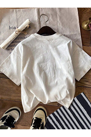 Kadın Christmas Yıllbaşı Glittering Bow Baskılı Oversize T-Shirt