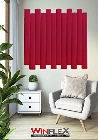 12 ADET DEKORATİF AKUSTİK KUMAŞ KAPLI PANEL-KIRMIZI(10x100CM)