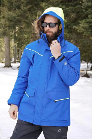Kışlık Erkek Mont Su Geçirmez Kayak Fiyort 730 Milford Saxmavi