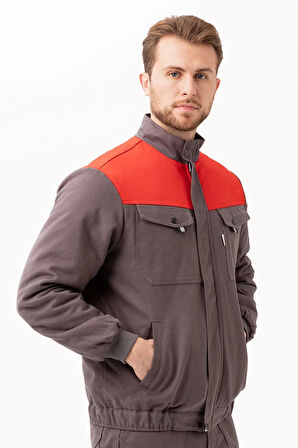 Kışlık İş Mont GriTuruncu Kapitone Astarlı Avensis Astar Rüzgar Geçirmez Montu Kıyafeti