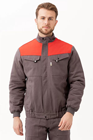 Kışlık İş Mont GriTuruncu Kapitone Astarlı Avensis Astar Rüzgar Geçirmez Montu Kıyafeti