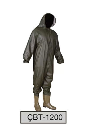 Su Geçirmez Tulum Takım CBT1200 Balıkçılık ve Şantiye 1200 Yerli Çizme Kapüşonlu Boy Çbt