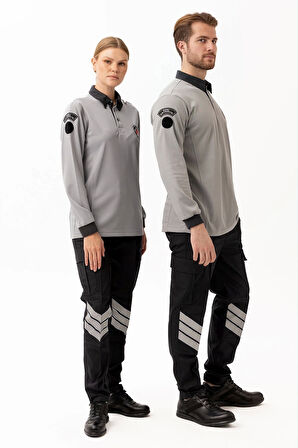 Uzun Kollu Polo Tişört İş Güvenliği Armalı Görünüm Konfor