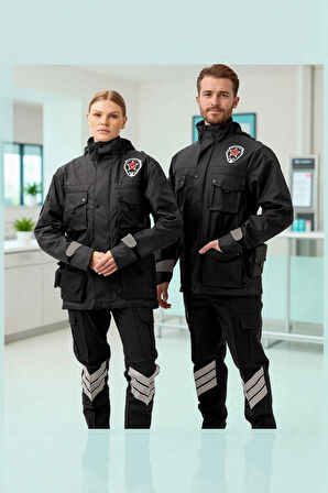 Kışlık İş Güvenliği Kabanı Reflektörlü Mont Kıyafeti Kaban Havalara Modeli