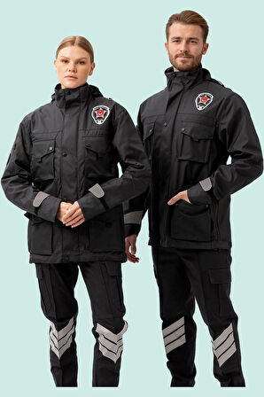 Kışlık İş Güvenliği Kabanı Reflektörlü Mont Kıyafeti Kaban Havalara Modeli