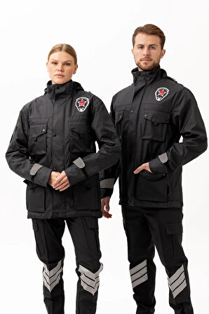 Kışlık İş Güvenliği Kabanı Reflektörlü Mont Kıyafeti Kaban Havalara Modeli