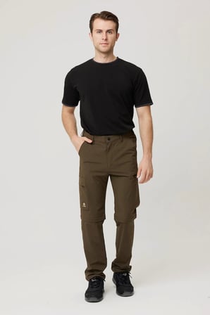 Erkek Düz Kaki Rüzgar Geçirmez Trekking Pantolonu Erciyes Outdoor Pantolon Dönüştürülebilir
