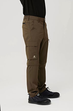 Erkek Düz Kaki Rüzgar Geçirmez Trekking Pantolonu Erciyes Outdoor Pantolon Dönüştürülebilir