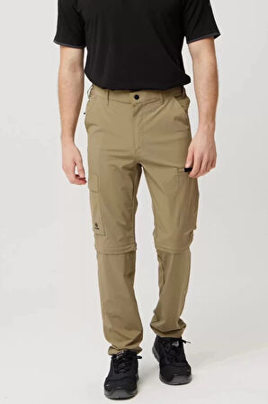 Erkek Düz Kaki Rüzgar Geçirmez Trekking Pantolonu Erciyes Outdoor Pantolon Dönüştürülebilir