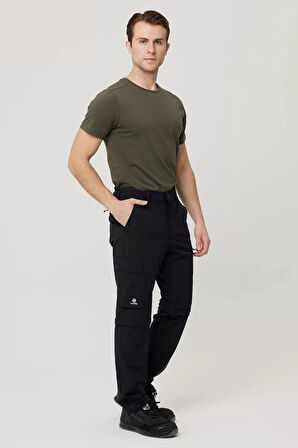 Erkek Düz Kaki Rüzgar Geçirmez Trekking Pantolonu Erciyes Outdoor Pantolon Dönüştürülebilir