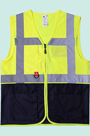 Neon İş Güvenliği Yeleği Çok Cepli Abisko Executive Reflektörlü Yüksek Görünürlüklü Fonksiyonel