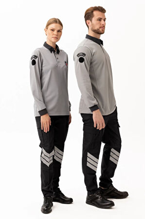 Münih Uzun Kol Güvenlik T-shirt Gri-füme