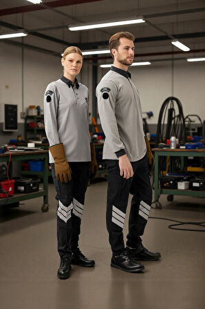 Münih Uzun Kol Güvenlik T-shirt Gri-füme