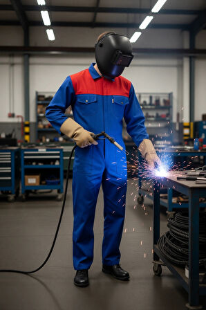 Carica Yazlık Saxmavi Kırmızı İş Tulum Outdoor Rahat İş Tipi Tulum