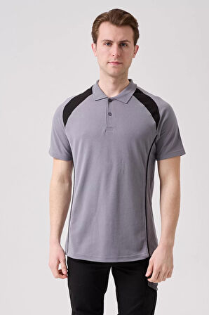 Polo Yaka Tişört GriKırmızı Detaylar İş Güvenliği Vancelya shirt Nefes Alabilir Şık Rahat Günlük