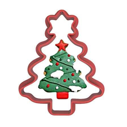 Noel Yılbaşı Çam Yıldız Kurabiye Kalıbı Şekillendirici Kopat