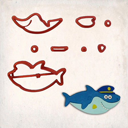 Baby Shark – Polis Shark Detay Kurabiye Kalıp Seti 8’li