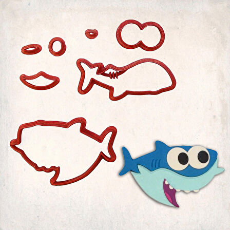 Baby Shark Detay Kurabiye Kalıp Seti 7’li
