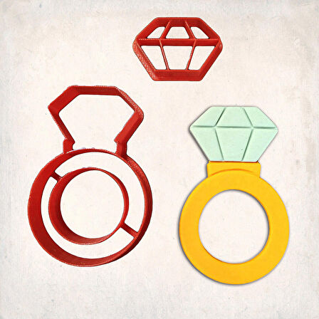 Elmas Yüzük Detay Kurabiye Kalıp Seti 2’li