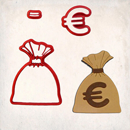 Euro Para Torbası Detay Kurabiye Kalıp Seti 3’lü