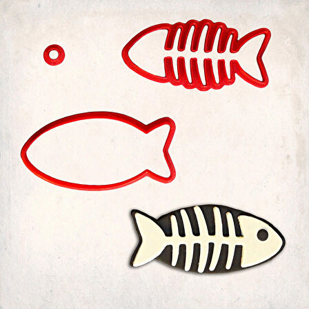 İskelet Balık Detay Kurabiye Kalıp Seti 3’lü