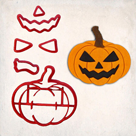 Cadılar Bayramı Jack O' Lantern Detay Kurabiye Kalıp Seti 6’lı