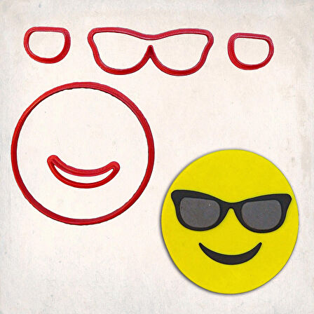 Güneş Gözlüğü Emoji Detay Kurabiye Kalıp Seti 5’li