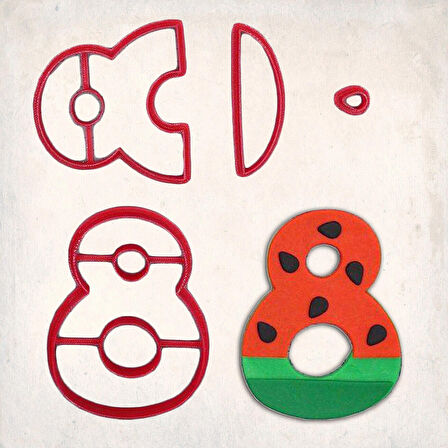 Karpuz Rakam 8 Detaylı Kurabiye Kalıp Seti 4 Parça