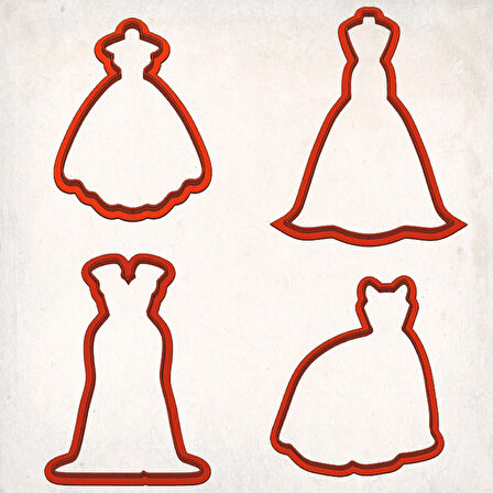 Abiye Elbise Kurabiye Kalıbı Şekillendirici Kopat Set1 4'lü