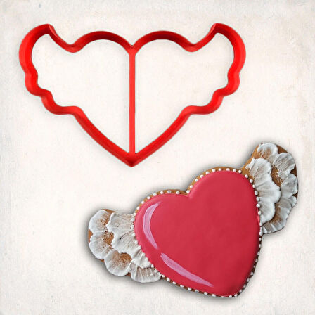 Kalp Kanatlı Kurabiye Kalıbı Şekillendirici Kopat 14 cm