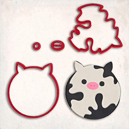 İnek Detay Kurabiye Kalıp Seti 4 Parça