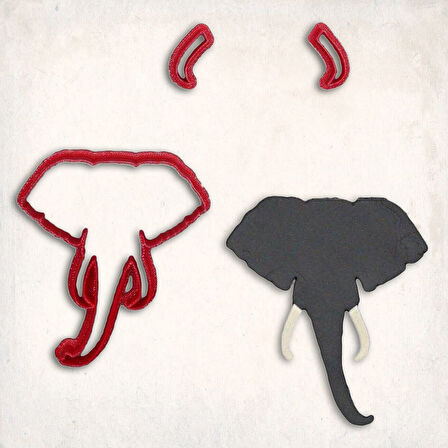 Fil Kafa Detay Kurabiye Kalıp Seti 3 Parça