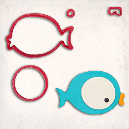 Balık-2 Detay Kurabiye Kalıp Seti 4 Parça