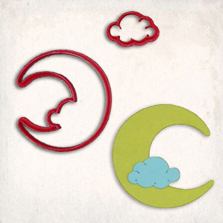 Bulutlu Ay Detay Kurabiye Kalıp Seti 2’li