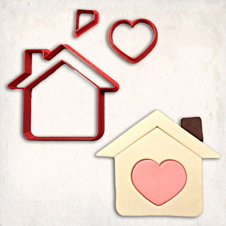 Kalp Evi Detay Kurabiye Kalıp Seti 3’lü