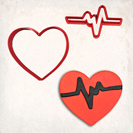 Kalp Atışı Detay Kurabiye Kalıp Seti 2’li