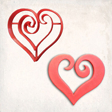 Kalp Dönerli Detay Kurabiye Kalıp Seti 2’li