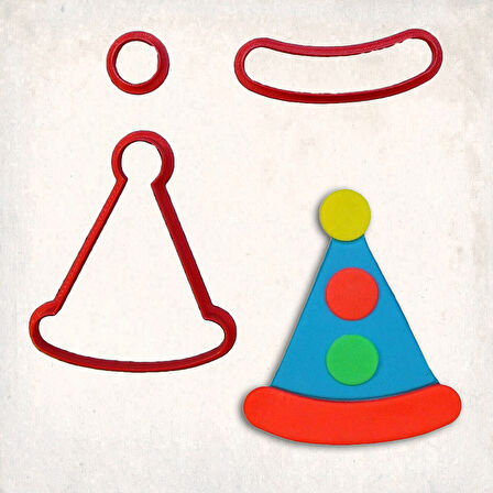 Palyaço Şapkası Detay Kurabiye Kalıp Seti 3’lü