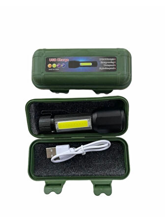 Ultra Güçlü 2500 Lumen 5w Cob Led Usb Şarjlı El Feneri Avcılık,kamp Feneri Deprem Çantalık Fener